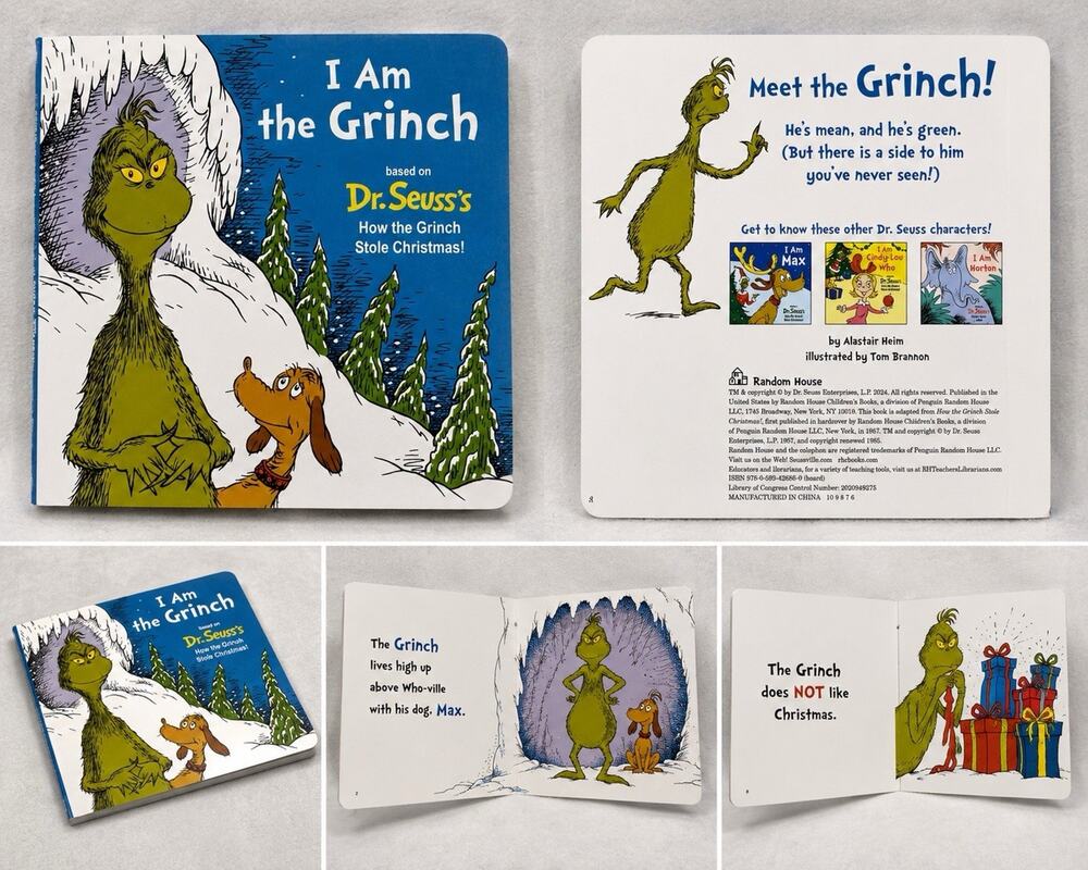 I Am the Grinch Dr Seuss Board Book Alastair Heim Tom Brannon Christmas 2024